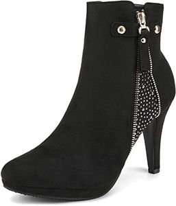 DREAM PAIRS Women's Cecile Black Platform High Heel Ankle Booties - 11 M US