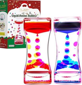 YUE MOTION Liquid Timer - 2 Pack Liquid Motion Bubbler Toys, Calming Sensory Toy, Relaxing Liquid Hourglass for Autism, Stress Relief Desk Toys,Novelty Gifts, Holiday Stocking Stuffers