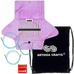 addi Bundle: addi Click Rocket Lace Long Tip Interchangeable Circular Knitting Needle System + 1 Black Project Bag