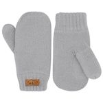 JAN & JUL Kids' Fleece Lined Knit Mittens for Toddler Boys and Girls (Grey, Size L)