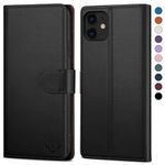 SkyDuck for iPhone 12/12Pro 6.1" case Leather Flip,for iPhone 12 case with [RFID Blocking][Credit Card Holder] with 1 Tempered Glass Screen Protector,Cover Women Men for iPhone 12 Pro case Black