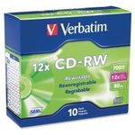 95156 Verbatim 95156 CD Rewritable Media - CD-RW - 12x - 700 MB - 10 Pack Slim Case