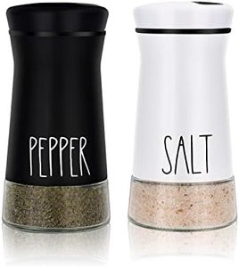 Farmhouse Salt and Pepper Shakers with Adjustable Pour Holes, Refillable Salt Shaker by Aelga, Ideal for Black Pepper, Kosher and Sea Salts