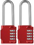 Combination Padlock Heavy Duty Lock - 2 Pack BeskooHome 6.5cm Long Shackle Lock 4 Digit Resettable Combination Lock for School, Gym, Outdoor Shed Locker, Hasp Cabinet, Gate (Red)