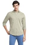 Dennis Lingo Men's Cotton Sea Green Solid Regular Fit Button-down Full Sleeves Casual Shirt (L)