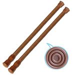 2 Pack Small Tension Rods 15.7 in to 28 Curtain Rods Window Rods in Extendable Width Spring Cupboard Bars for Kitchen Utensils, Closet, and Cabinet, Fit in The Spaces to Stay Up (white) (2 pcs-brown)