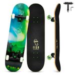 Skateboards for Teens Girls ，Skateboards for Adults 8 Layer 31 Inch Canadian Maple Double Kick Deck Concave Cruiser Trick Skate Board