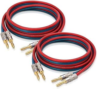 AutCreation Speaker Cable Wire with Banana Plugs,12AWG HiFi Pure Copper Speaker Cable Wire,99.9% OFC Copper,Gold-Plated Banana Tip Plugs,Red/Blue (5M(16.3ft))