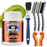 Rust Remover for Metal Bundle with 100ml Hammerite Rust Remover Gel, Wire Brush Set (Nylon Steel Brass), Gloves & Decex Paintbrush - Rust Treatment Kit for Cars, Bikes, BBQ, Vehicles, Gates, Chrome