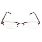 Double Battery- TEACHER Metal Half Rim Reading Glasses With Pocket Clip & soft case| Brown + 2.5