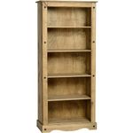 Corona Bookcase Large Tall 5 Shelf Solid Pine Living Room