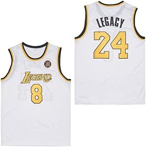 LEGEND 8 LEGACY24 Men's Legend 8 24 Basketball Jersey,90S Hip Hop Sports Shirts for Men (White,XL)