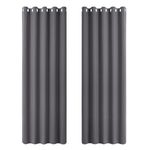 PONY DANCE Blackout Door Curtains - 2 Panels Thermal Insulated Curtains for Living Room Bedroom Kitchen Privacy Screen Heat Cold Blocking, 66 Inch Width x 84 Inch Drop, Grey