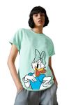 Bewakoof Official Disney Merchandise Women's Graphic Print Boyfriend Fit Half Sleeve Round Neck Cotton T-Shirt_608334_Green_XL