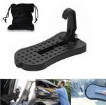 Car Door Step Multifunction Foldable Pedal Suv Roof Pedal Aluminum Car Roof Rack Step for Car Glass Breaker Safety Hammer (black)