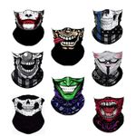 WYSUMMER 8PCS Scarves Bandanas Skull Face Tube Black Headband, Motorcycle Multi Function Headwear Hat Scarf Ski Mask for Dust Outdoors Sports (Skull 4)