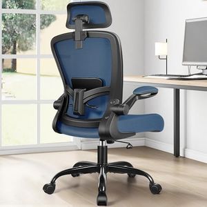 FelixKing Ergonomic Office Chair, Headrest Desk Chair Office Chair with Adjustable Lumbar Support, Home Office Swivel Task Chair with High Back and Armrest (Navy)