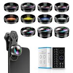 MIAO LAB Apexel 11 in 1 Phone Camera Lens Kit - Wide Angle Lens & Macro Lens+Fisheye Lens/ND32/kaleidoscope/CPL/Color Lens Clip-On Mount Compatible with iPhone Samsung Sony and Most of Smartphone