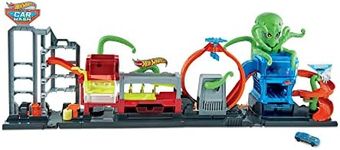 Hot Wheels City Ultimate Octo Car Wash Playset with No-Spill Water Tanks & 1 Color Reveal Car that Transforms with Water, 4+ ft Long, Connects to Other Sets, Gift for Kids 4 Years Old & Up, HBY96