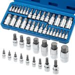 Bates- Hex Bit Socket Set, 32 Pieces Set with Case, 1/4", 3/8", & 1/2" Drive, Allen Socket Set, Hex Socket Set, Allen Wrench Socket Set, SAE & Metric Allen Socket Set, Allen Key Socket Set