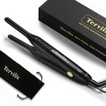 Terviiix Pencil Flat Iron for Edges, Small Flat Irons for Short Hair, 3/10 Inch Small Hair Straightener for Men, Ceramic Mini Flat Iron for Pixie & Beard, 15s Fast Heat up, Dual Voltage, Auto Shut Off