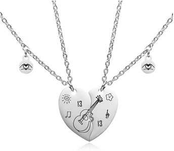 RAMESONL Friend Forever Heart Pendant Necklace for 2,13 Inspired Heart Hands Matching Necklaces Feature Music Note,BFF Necklace for 2 Cute Rabbits for Couples Friend TS Fan Music Lovers, adjustable,