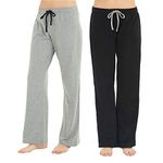 U2SKIIN Pack Pajama Pants for Women Soft, 100% Cotton Comfortable Womens Lounge Lightweight Sleep Pj Bottoms(Black/Light Grey Mel., M)