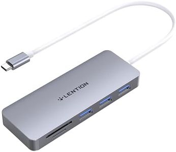 LENTION USB C Hub with 3 USB 3.0 & SD/Micro SD Card Reader Compatible Iphone15, 2023-2016 MacBook Pro, New Mac Air/iPad Pro/Surface, More, Stable Driver Certified Type C Adapter (CB-C15, Space Gray)