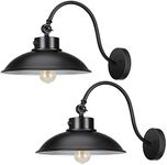 DEWENWILS Dusk to Dawn Outdoor Wall Lights, 2 Pack Farmhouse Gooseneck Barn Light Fixtures, Matte Black Exterior Wall Mount Sconces Waterproof Outside Porch Lights Lamp for Garage, Patio, Entryway