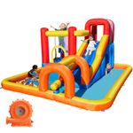 Baralir Inflatable Bouncy Castle Water Park with Long Water Slide & Large Splash Pool Fits 5 Kids, Endless Fun of Jumping, Sliding, Climbing - Extra Cave and Tunnel Adventure and Water Cannon