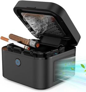 Portable Smokeless Ashtray with Lid,Mini Smell Proof Ash Tray for Car,Detachable Trash Can, Electric Ashtray Desktop USB Rechargeable for Outdoor Travel Home Office (Black)
