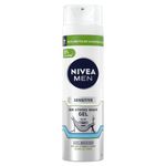 NIVEA MEN Sensitive One Stroke Shave Gel (200ml), Shaving Gel for Men with Chamomile Extract + Vitamin E, Shaving Gel and Beard Softener, Shaving Gel Men Sensitive