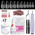 SAVILAND Almond Gel X Nail Kit - Nail Drill Kit U V Lamp for Nail 500PCS Nail Tips and Glue Gel Kit Easy Use Manicure Tool for Nail Design at Home Nail Kit with Everything DIY & Salon Gift for Women