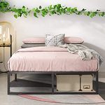 Zinus Queen Bed Frame – Lorelai 14 Inch Bed Frame with Steel Slat Support, Heavy Duty Metal Construction, Easy Assembly, No Box Spring Needed – Platform Bed Frame with Underbed Storage