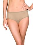 Shadowline Women's Hidden Elastic Nylon Hipster Panty 3-Pack, Nude, 11