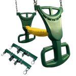 Safe Kidz Glider Swing Set: Complete Kit Combines Back-to-Back Double Swing, Adjustable 18-Inch Swing Set Brackets & Plastic-Coated Steel Swing Chains, Includes Hardware & Full Instructions