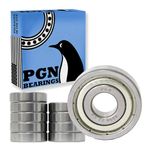 PGN (10 Pack) 6200-ZZ Bearing - Lubricated Chrome Steel Sealed Ball Bearing - 10x30x9mm Bearings with Metal Shield & High RPM Support