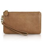 befen Leather Wrislet Clutch Bag for Women Small Cell Phone Bag Fashional Handbag With Wrislet Strap-Vintage Caramel Brown