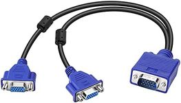 SAISN Dual VGA Splitter Monitor Cable 1 Male to 2 Female Adapter Converter VGA Video Y Cable Cord for Screen Duplication