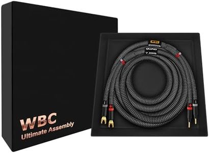 WORLDS BEST CABLES 6 Foot Ultimate - 7 AWG - Ultra-Pure OFC - Premium Audiophile HiFi Speaker Cable for Center Channel with Eminence Gold Banana (x2) & Spade (x2) Plugs & Carbon Tweed Jacket