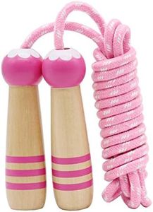 Jump Rope Kids, 7ft Adjustable Cotton Skipping Rope with Wooden Handle for Boys and Girls Fitness Outdoor Exercise(Pink)