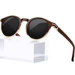 KANASTAL Brown Sunglasses Women Polarised Men Small Face Round Acetate Classic Vintage Retro UV400 Protection – Brown Frame Black Lens