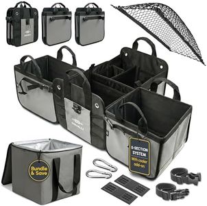 DURABLEZ Premium Trunk Organizer with Cooler - Perfect for Groceries & Car Accessories - Extra Large, Modular, Configurable, Detachable, Collapsible - Fits Any Car Type, Gray