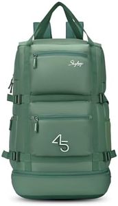 Skybags Ridge V2 45L Weekender Backpack | Premium Polyester | 17-Inch Laptop & Shoe Compartment | Front Access Pockets with Raincover | Travel, Casual & Outdoor Backpack for Men & Women (Green)