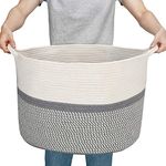 Woven Cotton Rope Basket,Large Toy Storage Organizer Blanket Basket Nursery Baskets Laundry Hamper,Storage Clothes Baskets with Handle Use for Bed Sheets, Baby Clothes