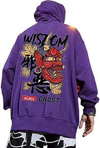 XYXIONGMAO Felpe con Cappuccio Grafica per Uomo con Cappuccio Giapponese Streetwear Oversize Nero Bianco Fantasma Hip-Hop Buono e Male, Nero, XL