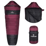 Hacer Khardunga La Camping Sleeping Bag with Secret Pocket Mummy Shape 210T Polyester +6 to +15 Degree Winter Hiking Trekking Travelling for Baby, Adults Men & Women (7 Ft, 1.2 KG, Black & Maroon)