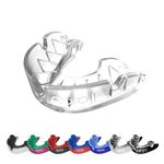 OPRO Silver Level Adult and Kids Sports Mouthguard with Case, Gum Shield Featuring Revolutionary Fitting Technology for Hockey, Lacrosse, Rugby, MMA, Boxing and Combat Sports (Clear/Clear Adult)