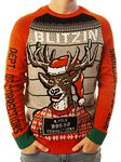 Ugly Christmas Party Sweater Men's Blitzin Arrested Long Sleeve Sweatshirt-XL Orange