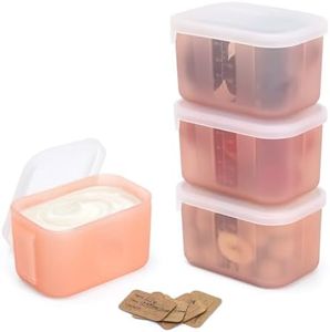haakaa Mini Meal Silicone Storage Containers,8 oz Silicone Baby Food Containers with Airtight Lids,Reusable Baby Food Jars for Purees, Fruits & Snacks-Microwave & Dishwasher Safe,4 Pack,Blush